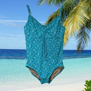 Lend's End Women's Adjustable V-neck One Piece Swimsuit Adjustable Straps Size 6